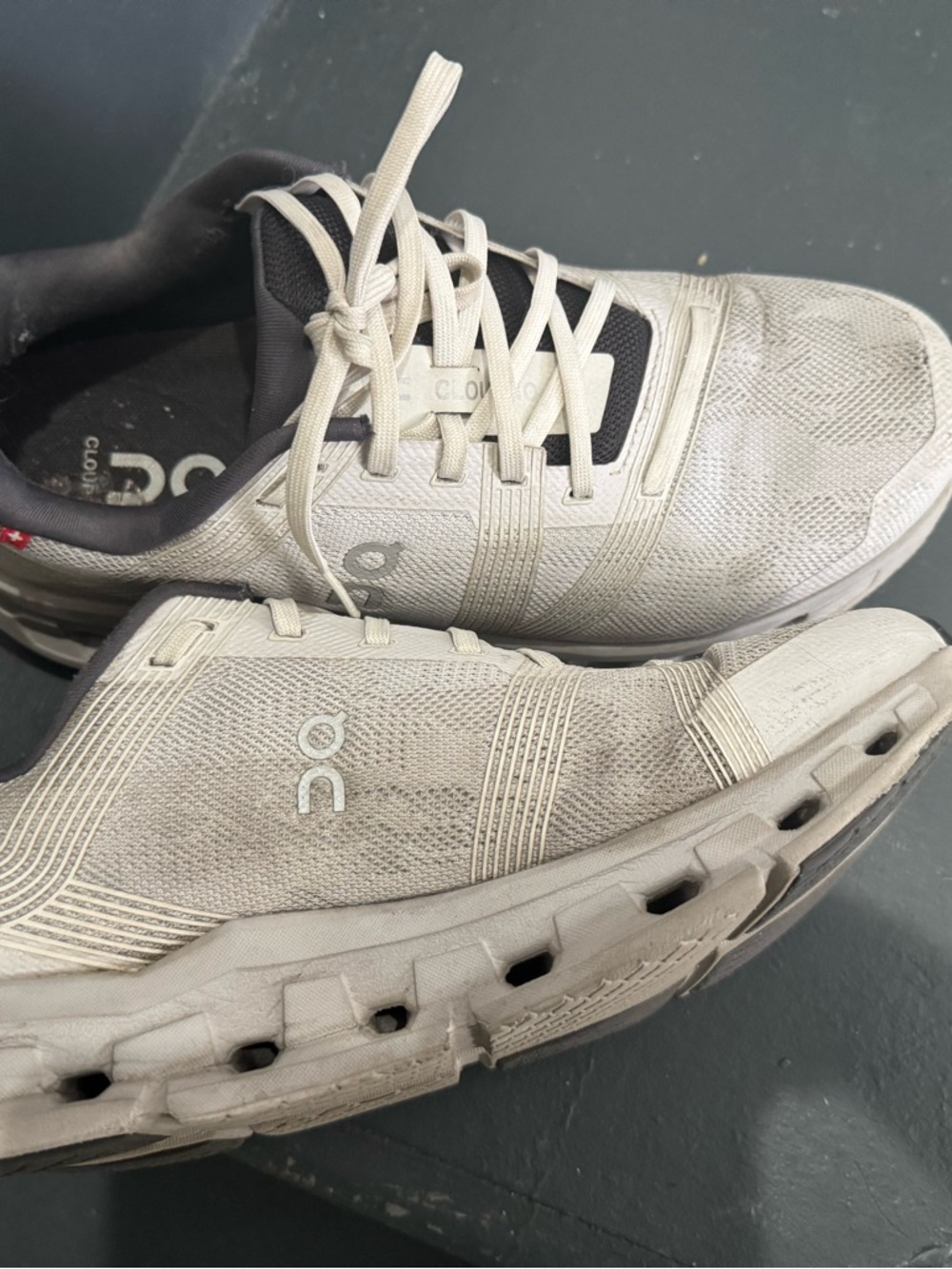 On Running Women’s Cloud Running Shoes — White and Black Well Worn